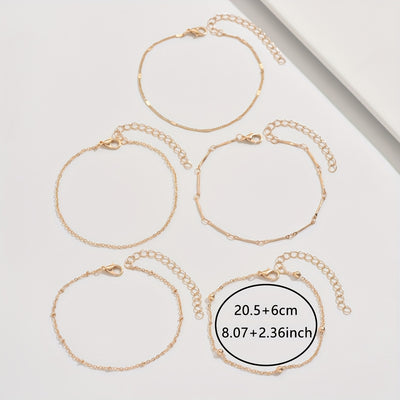 ליאן | סט צמידים זהובים בעיצוב קלאסי ועדין לנשים