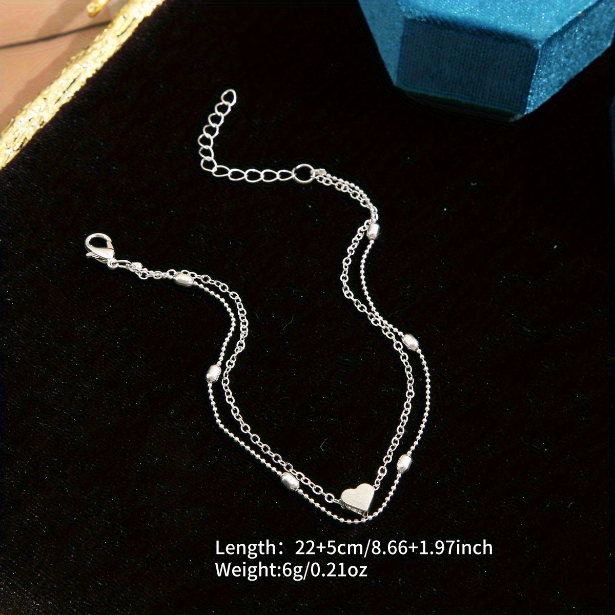 דנה | סט צמידי רגל עם תליון לב בעיצוב קיץ רומנטי