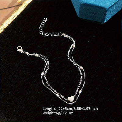 דנה | סט צמידי רגל עם תליון לב בעיצוב קיץ רומנטי