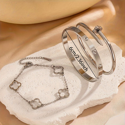 הילה | סט צמידים אלגנטיים בעיצוב פרחוני יוקרתי לנשים