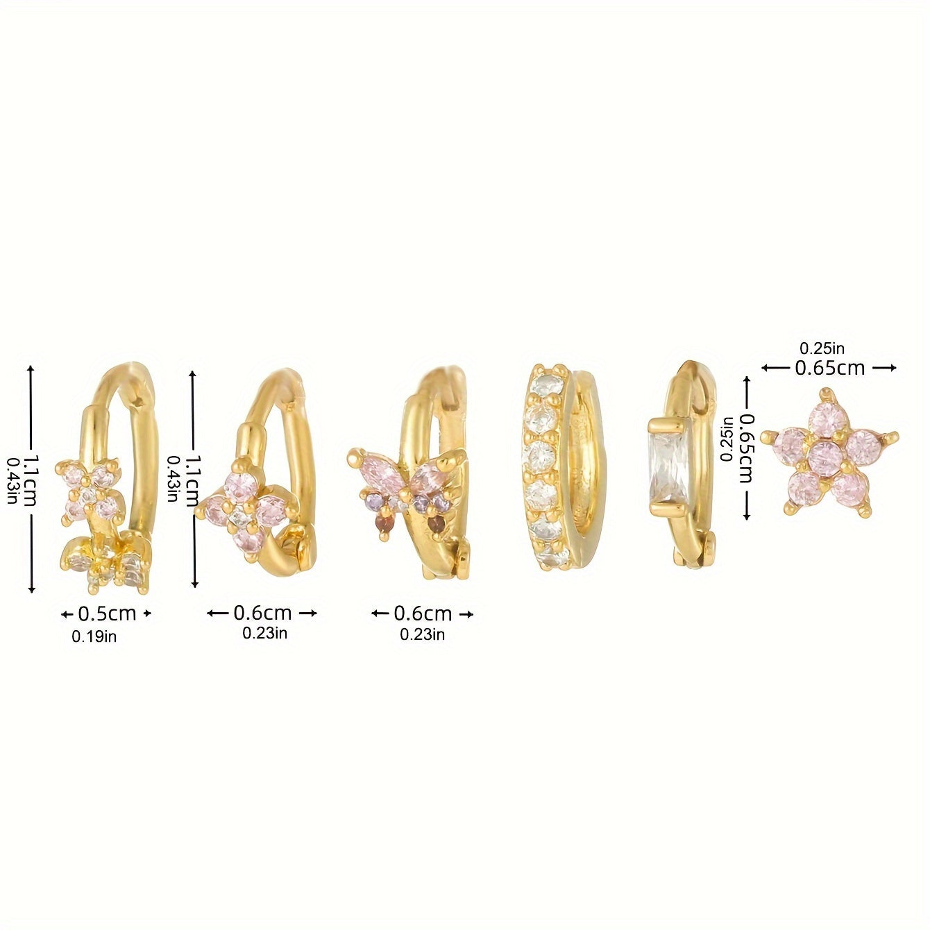 שני | עגילי פרח עדינים בגוון ורוד־זהב