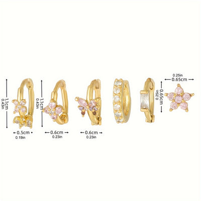 שני | עגילי פרח עדינים בגוון ורוד־זהב