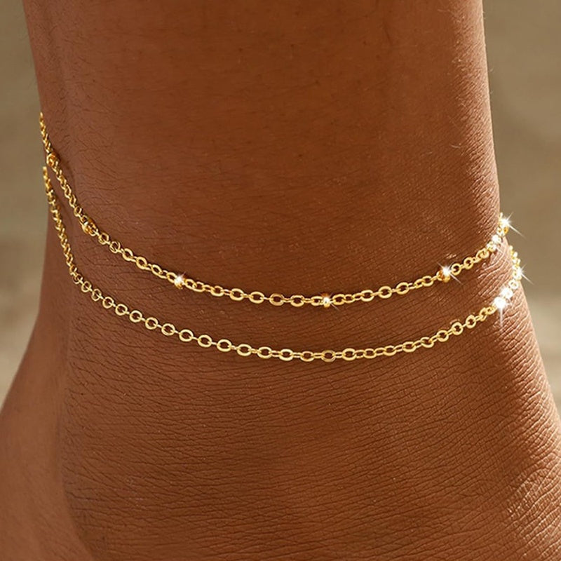 נועה | סט צמידי רגל עדינים בעיצוב קיץ אלגנטי