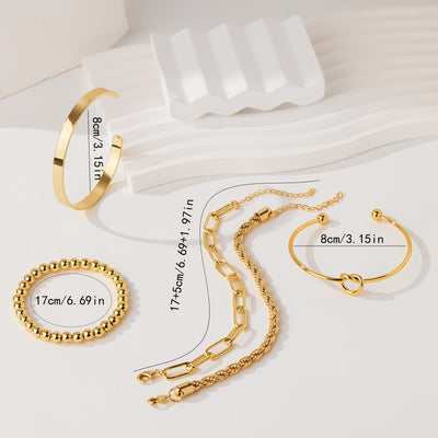 מאי | צמיד זהוב בעיצוב שכבות בוהו־אלגנטי