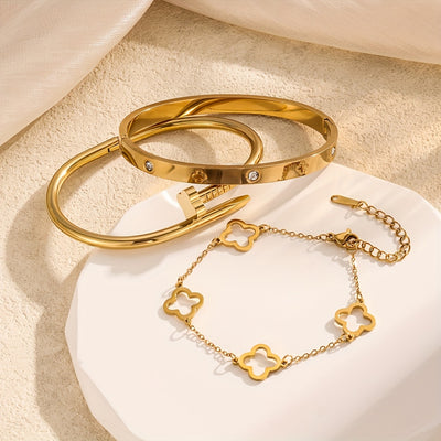 הילה | סט צמידים אלגנטיים בעיצוב פרחוני יוקרתי לנשים