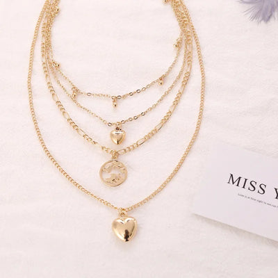 מיכל | שרשרת בעיצוב לב וטיפת מים בסגנון וינטג’ ייחודי