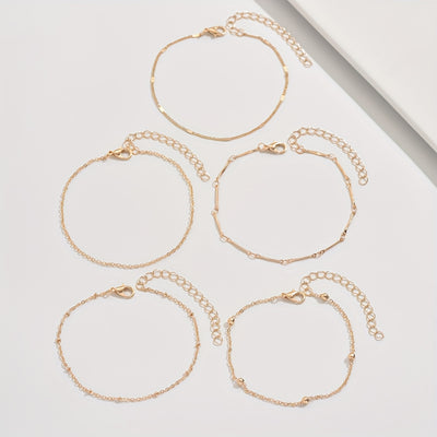 ליאן | סט צמידים זהובים בעיצוב קלאסי ועדין לנשים