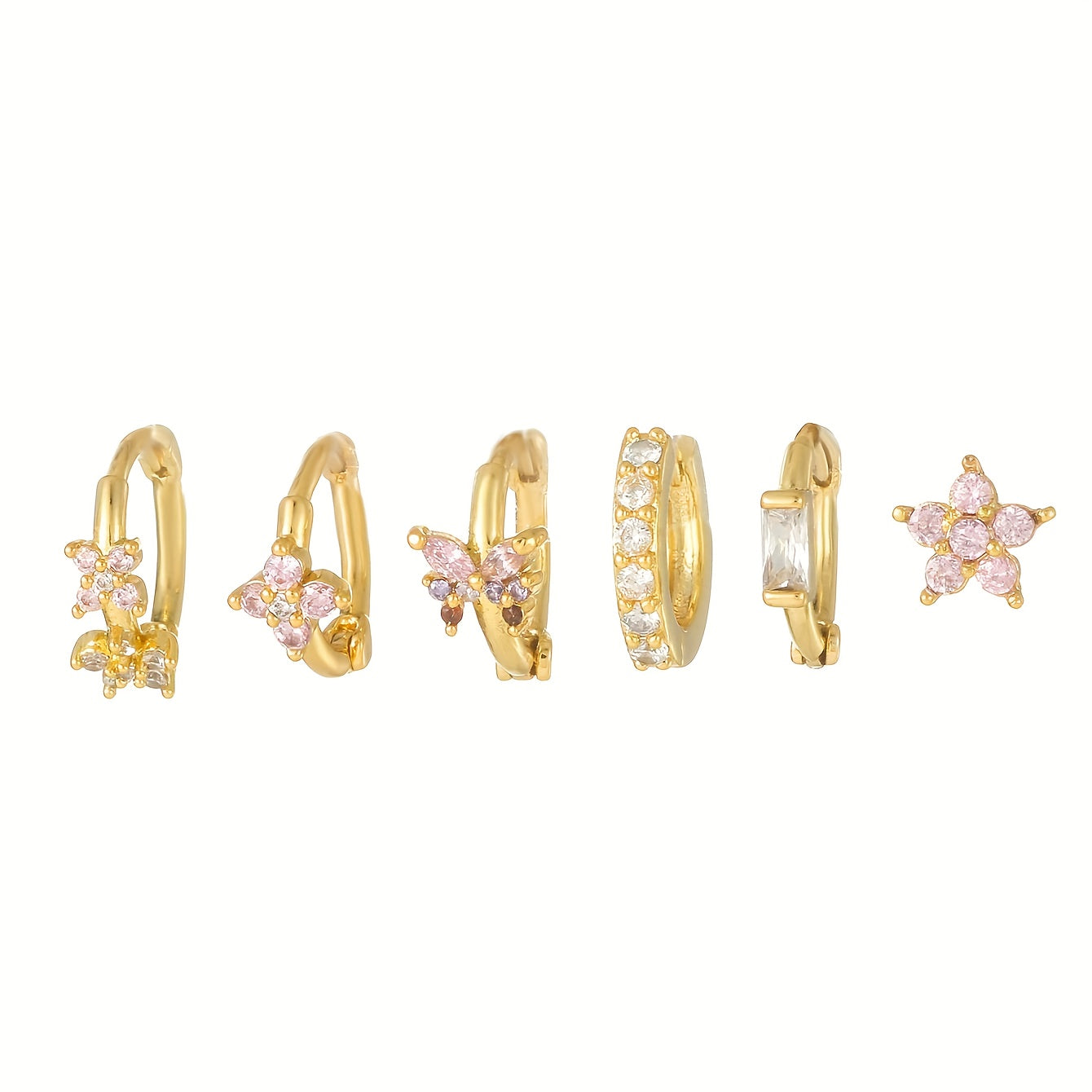 שני | עגילי פרח עדינים בגוון ורוד־זהב