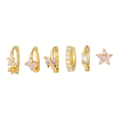 שני | עגילי פרח עדינים בגוון ורוד־זהב